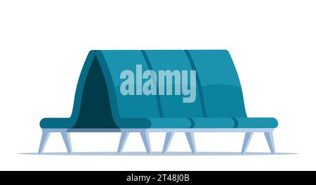 Empty rows of seats, element of airport lounge interior. Terminal waiting room triple seats. Departure lounge chairs. Vector illustration Stock Vector