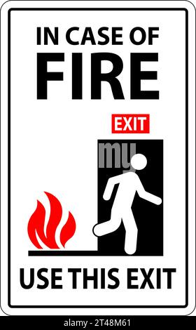 In Case Of Fire Sign Use This Exit Stock Vector