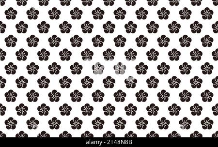 Seamless Pattern With Japanese Vintage Plum Flower Symbols. Vector Illustration. Horizontally And Vertically Repeatable. Stock Vector