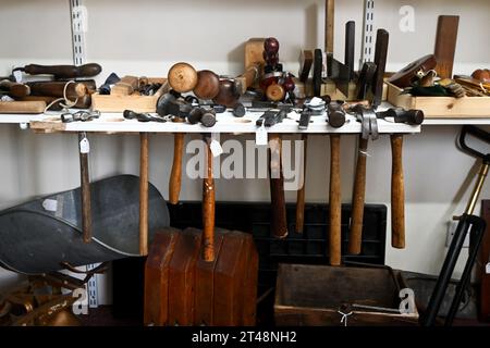 collection of woodworking tools for sale Stock Photo