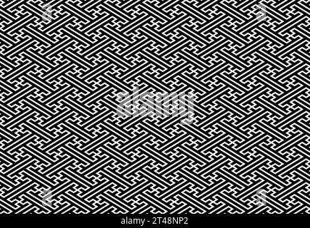 Japanese Monochrome Seamless Vintage Pattern. Vector Illustration. Horizontally And Vertically Repeatable. Stock Vector
