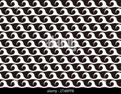 Horizontally And Vertically Repeatable Monochrome Seamless Japanese Vintage Pattern On A White Background. Vector Illustration. Stock Vector