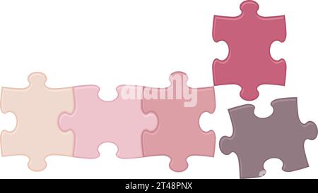 Vector Colorful Jigsaw Puzzle Pieces Illustration Isolated On A White Background. Stock Vector