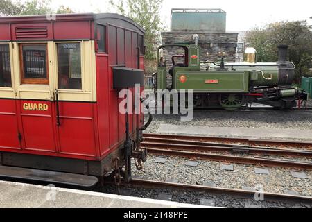 Steam locomotive no. 11 'Maitland' at Port Erin station on the Isle of Man Steam Railway. Stock Photo