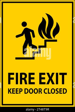 Warning Sign Fire Exit Keep Door Closed Stock Vector