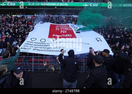 EINDHOVEN, NETHERLANDS - OCTOBER 29: banner from the fans of PSV Einhoven  during the Eredivisie match of PSV Eindhoven and AFC Ajax at Philips stadiu Stock Photo