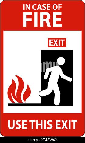 In Case Of Fire Sign Use This Exit Stock Vector