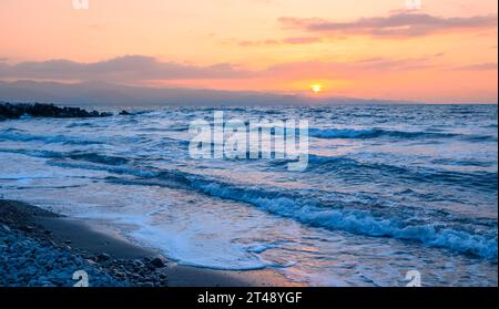 sea waves mountains beach of the Mediterranean coast on the island of Cyprus 4 Stock Photo