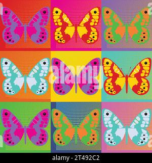 colorful  background butterflies in pop art style; eps10 for prints; vector illustration Stock Vector