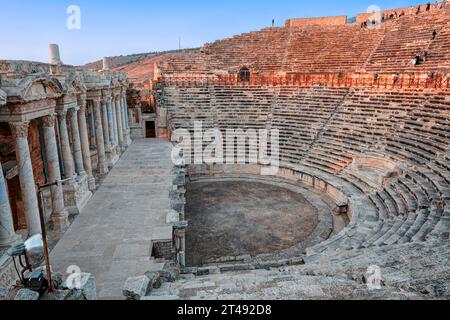 Hierapolis Roman Theater at sunset.  Pamukkale, Turkey Stock Photo