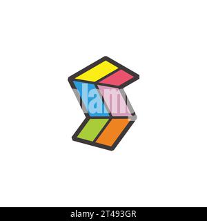 letter s simple mosaic colorful fold logo vector Stock Vector