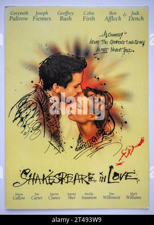 Front cover of publicity information for the movie Shakespeare in Love, which was released in 1998 Stock Photo