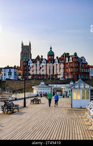 The impressive architecture of the Hotel de Paris viewed from the pier in Cromer, Norfolk, England, UK Stock Photo