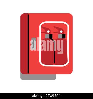 Red emergency box with fire-fighting equipments color icon. Storage for ...
