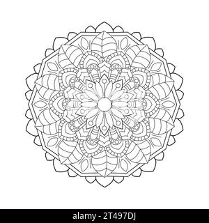 Circular Mandala pattern design for a coloring page or Coloring Book.  Decorative round outline Book page in ethnic style Stock Vector