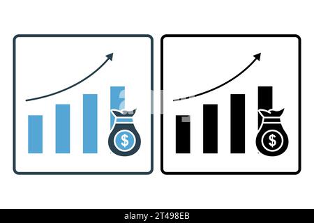 growth icon. icon related to investments and financial concepts. Solid icon style. Simple vector design editable Stock Vector