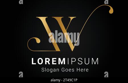 Luxury Initial WL or LW Monogram Text Letter Logo Design Stock Vector