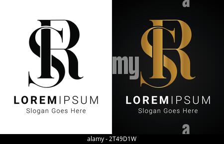 Luxury Initial RS or SR Monogram Text Letter Logo Design Stock Vector