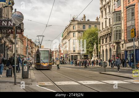 Luas tram at Abbey Street, Dublin, Ireland Stock Photo