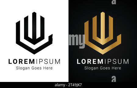 Luxury Initial WL or LW Monogram Text Letter Logo Design Stock Vector