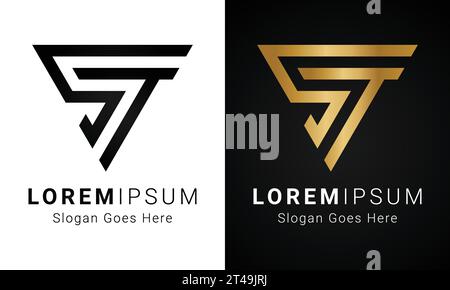 Luxury Initial ST or TS Monogram Text Letter Logo Design Stock Vector