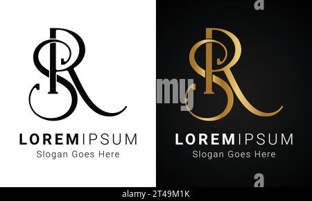 Luxury Initial RS or SR Monogram Text Letter Logo Design Stock Vector