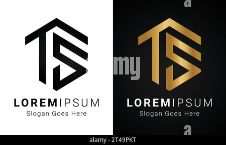 Luxury Initial ST or TS Monogram Text Letter Logo Design Stock Vector