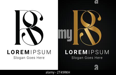 Luxury Initial RS or SR Monogram Text Letter Logo Design Stock Vector