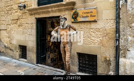 The workshop of Claudio Riso a maker of papier máche statues in Lecce, Italy. Stock Photo