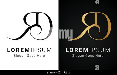 Luxury Initial RD or DR Monogram Text Letter Logo Design Stock Vector