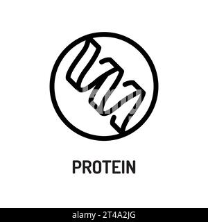 Protein line black icon. Nutrition facts. White sugar set with piles and cubes. Stock Vector