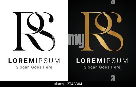 Luxury Initial RS or SR Monogram Text Letter Logo Design Stock Vector