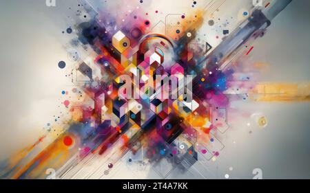 abstract background, backdrop with geometric forms and a splash of color Stock Photo