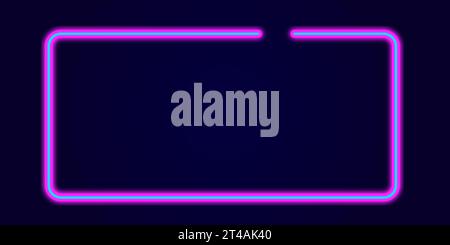 Rectangular purple frame in neon light on a dark background vector. Neon frame as a design element Stock Vector