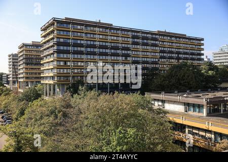 Bochum, Germany. 10th Oct, 2023. The Humanities building at the Ruhr University in Bochum. According to research by the legend researcher D. Sondermann, it is said to be haunted. The 'Eternal Student' is haunting the brittle concrete architecture. (To dpa: 'The 'Eternal Student' of Bochum') Credit: Oliver Berg/dpa/Alamy Live News Stock Photo