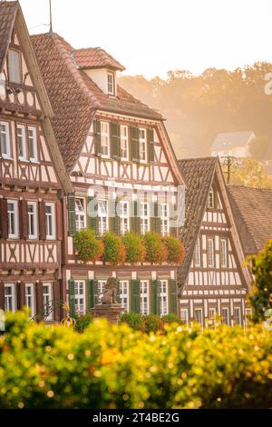 Autumn atmosphere in the streets of the historic half-timbered town, Black Forest, Calw, Germany Stock Photo