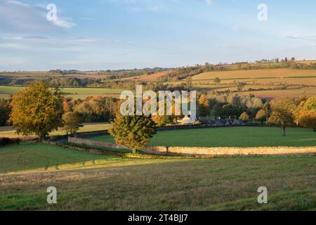 Cotswold countryside in the autumn near Guiting Power, Cotswolds, Gloucestershire, England Stock Photo