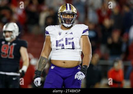 Washington Offensive Lineman Troy Fautanu (55) Sits On The Bench During ...