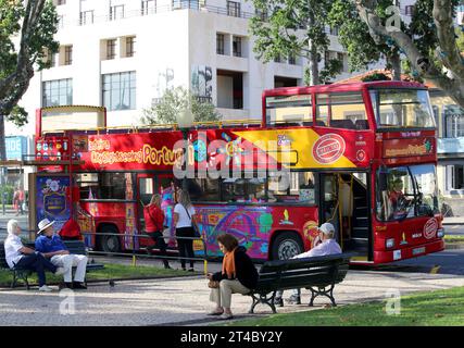 MADEIRA, PORTUGAL-DECEMBER 11:Unidentified People waiting for their Sightseeing Bus to Depart. December 11,2014 in Madeira, Portugal Stock Photo