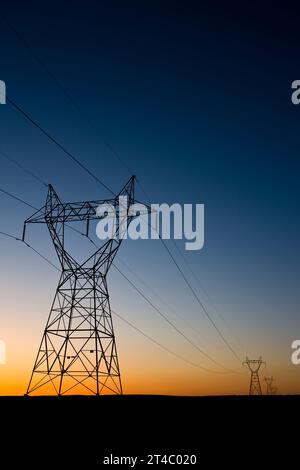 Power lines near Shiprock, New Mexico. Stock Photo
