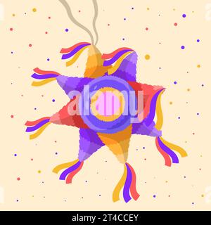 vector posada pinata illustration in flat design style Stock Vector