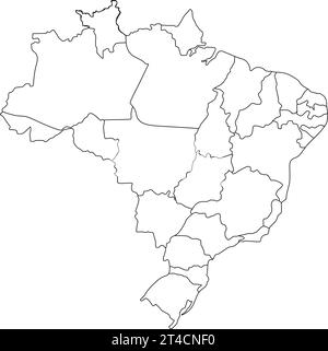 Brazil's basic outline map in vector format, in sketch line style Stock Vector