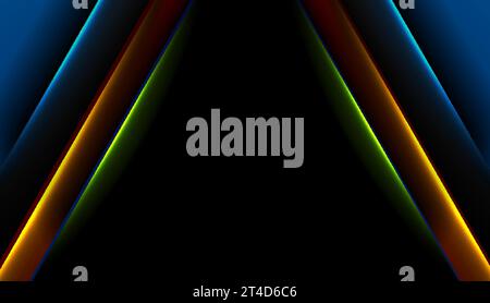 Futuristic technology background with colorful neon glowing lines. Vector design Stock Vector