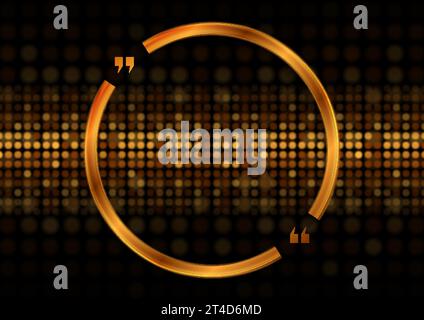 Quote blank speech bubble abstract circle golden design. Vector shiny particles background Stock Vector