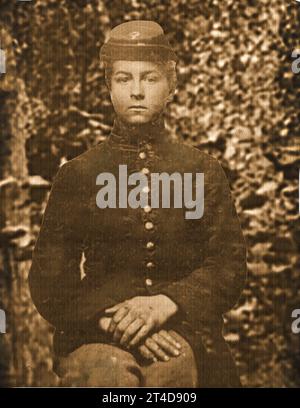 Portrait of a young American confederate soldier pictured during the American Civil War (1861–1865). The image appears to show Private Edwin Francis Jemison who was killed at the Battle of Malvern Hill on July 1, 1862 aged only 17. Stock Photo
