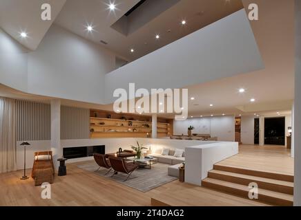 Interior view - ground floor. Oceanus House, Los Angeles, United States. Architect: Pierre De Angelis, 2023. Stock Photo