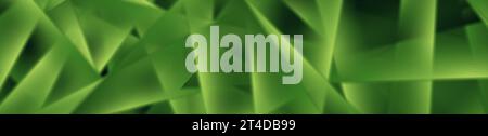 Green smooth stripes abstract polygonal tech background. Vector banner design Stock Vector