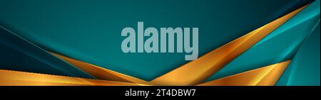 Turquoise and bronze abstract glossy corporate background. Vector banner design Stock Vector