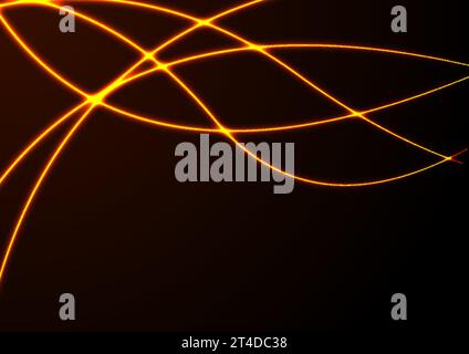 Orange neon glowing smooth wavy lines abstract background. Technology luminous vector design Stock Vector