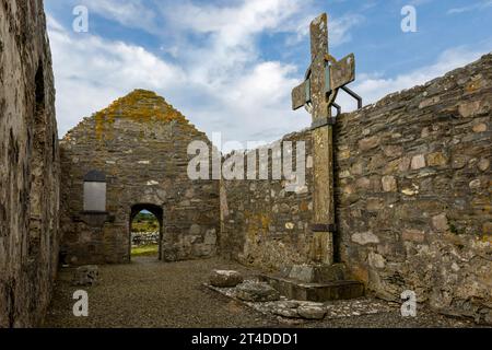 The ruined medieval Ray Church in Donegal, Ireland, renowned for its ...